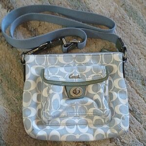 Coach Light Blue and White Crossbody Bag